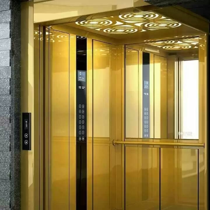 passenger elevator with gold finish